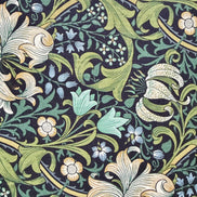 William Morris Large Florals- 44” Wide Cotton Fabric- “Golden Lily Navy Buttermere