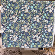William Morris Large Florals- 44” Wide Cotton Fabric- “Golden Lily Navy Buttermere