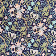 William Morris Large Florals- 44” Wide Cotton Fabric- “Golden Lily Navy Buttermere