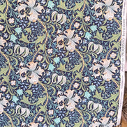 William Morris Large Florals- 44” Wide Cotton Fabric- “Golden Lily Navy Buttermere