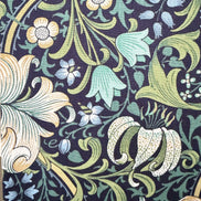 William Morris Large Florals- 44” Wide Cotton Fabric- “Golden Lily Navy Buttermere