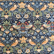 William Morris Florals- 44” Wide Cotton Fabric- “Mini Strawberry Thief Navy