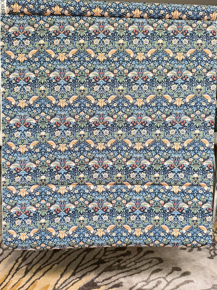 William Morris Florals- 44” Wide Cotton Fabric- “Mini Strawberry Thief Navy"