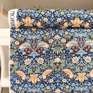 William Morris Florals- 44” Wide Cotton Fabric- “Mini Strawberry Thief Navy