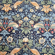 William Morris Florals- 44” Wide Cotton Fabric- “Mini Strawberry Thief Navy