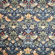 William Morris Florals- 44” Wide Cotton Fabric- “Mini Strawberry Thief Navy