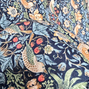 William Morris Florals- 44” Wide Cotton Fabric- “Mini Strawberry Thief Navy