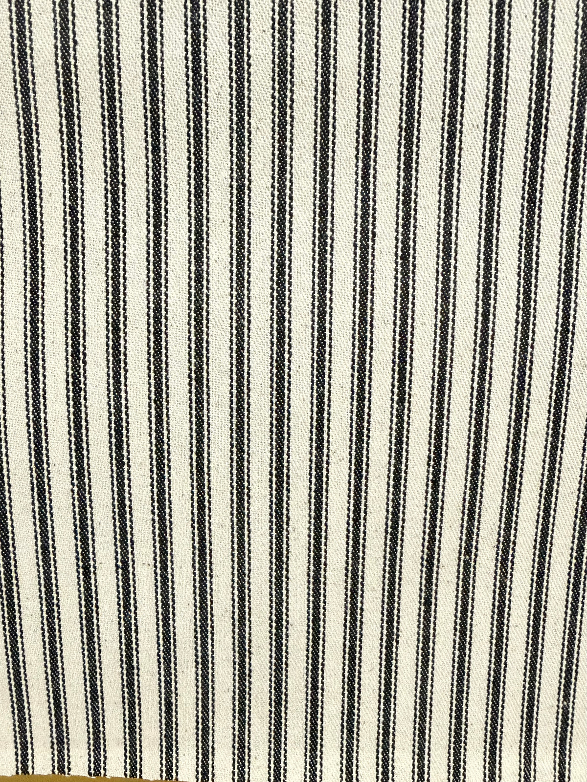 Woven Cotton Ticking Stripe- Black and Off White- 44” Wide