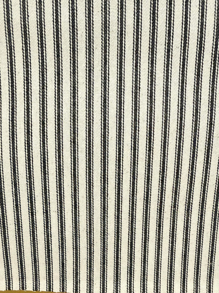 Woven Cotton Ticking Stripe- Black and Off White- 44” Wide