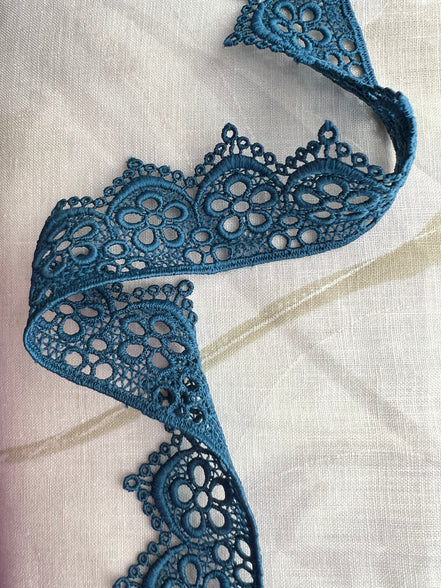 Blue Floral Guipure- Lace Trim 4217- 1.65"