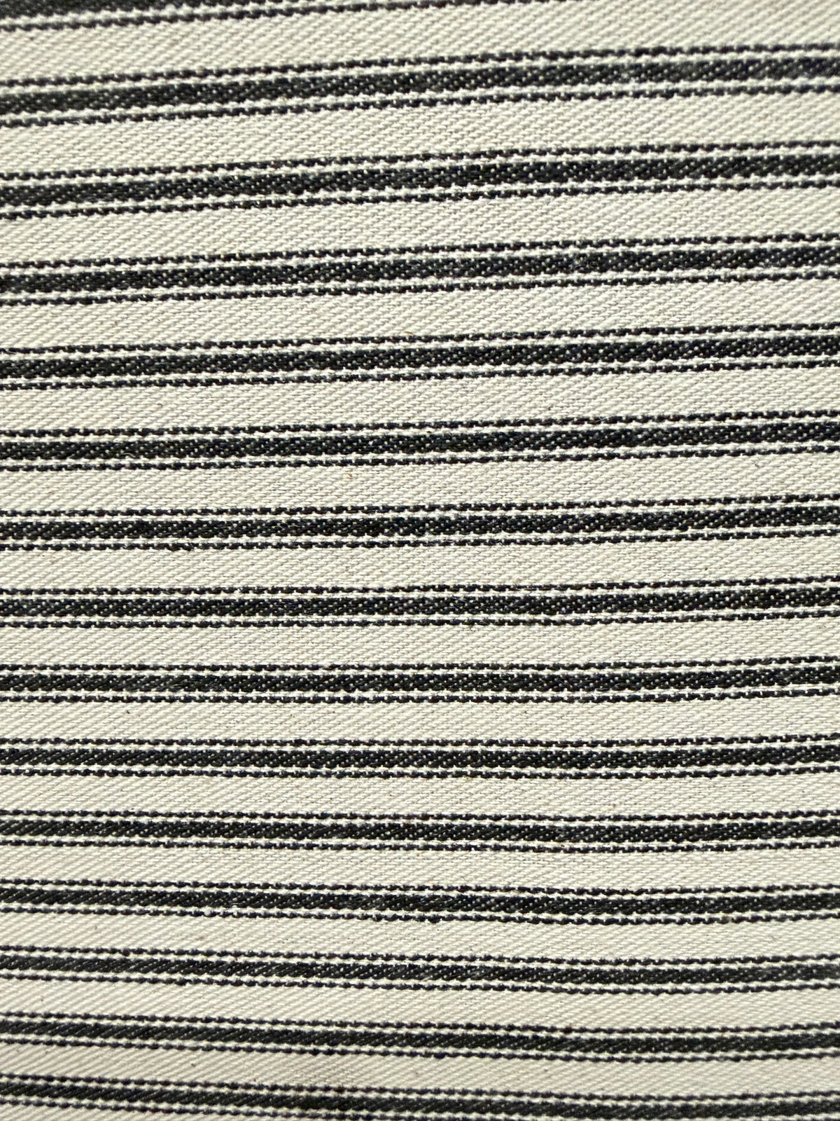 Woven Cotton Ticking Stripe- Black and Off White- 44” Wide