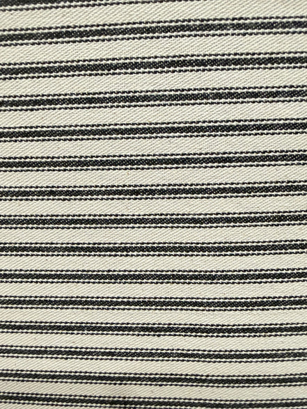 Woven Cotton Ticking Stripe- Black and Off White- 44” Wide