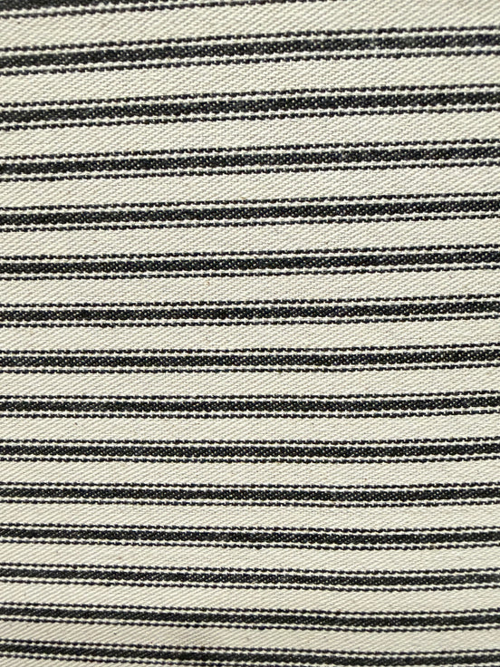 Woven Cotton Ticking Stripe- Black and Off White- 44” Wide