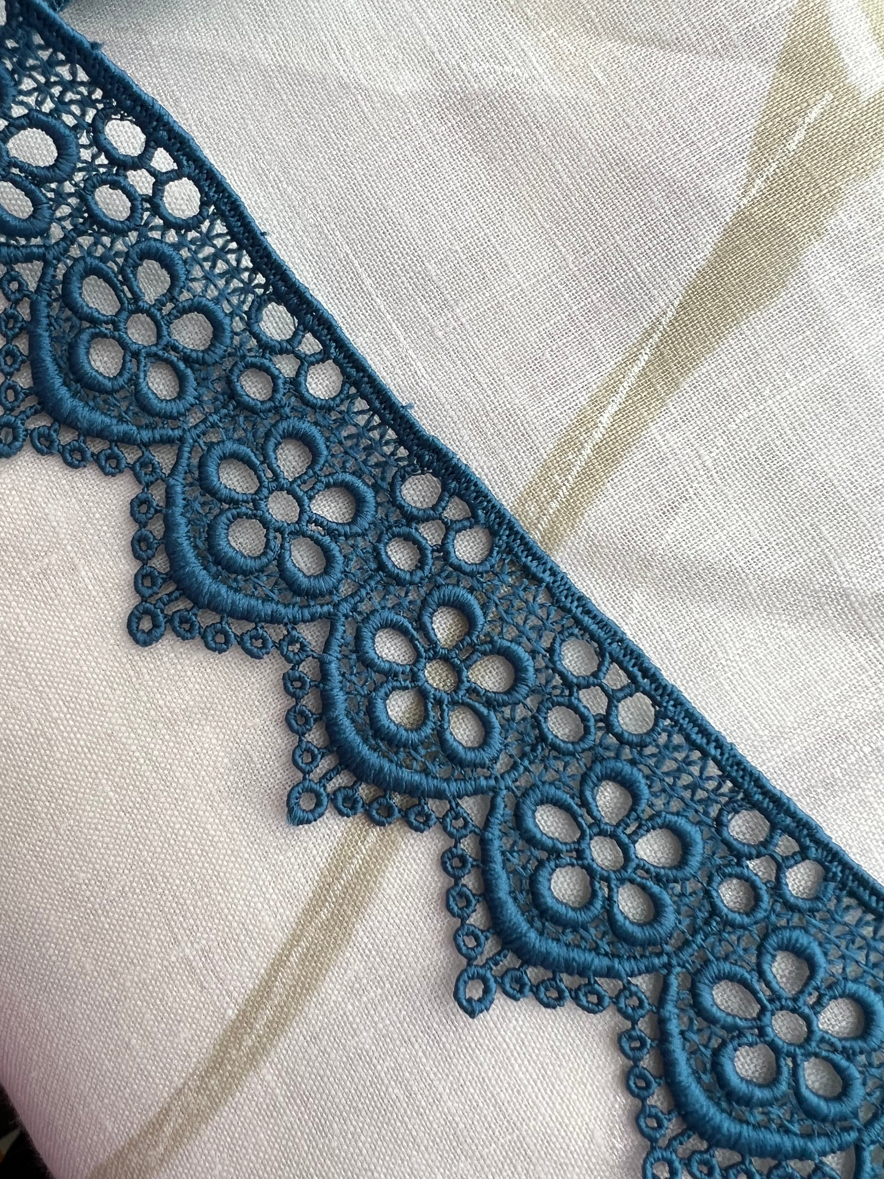 Blue Floral Guipure- Lace Trim 4217- 1.65