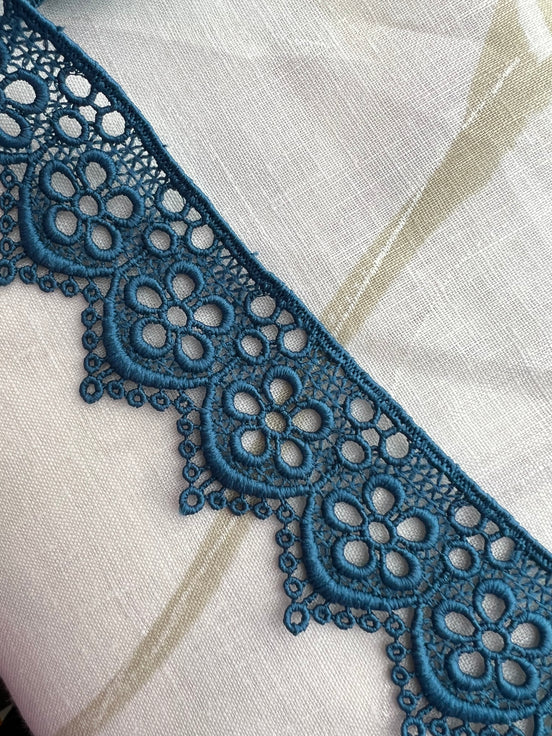 Blue Floral Guipure- Lace Trim 4217- 1.65"