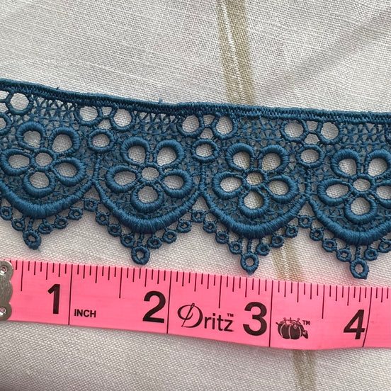 Blue Floral Guipure- Lace Trim 4217- 1.65"