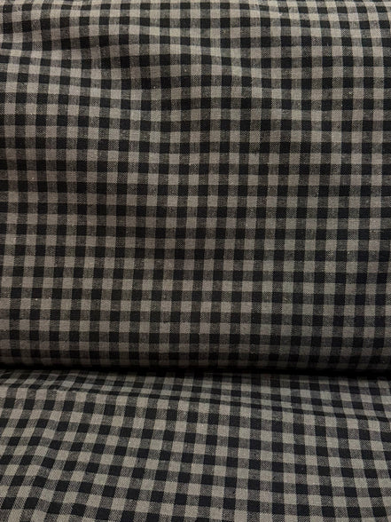 Essex Yarn Dyed Classic Wovens- Linen- Cotton Blend- "Licorice"- Gingham- 43” Wide