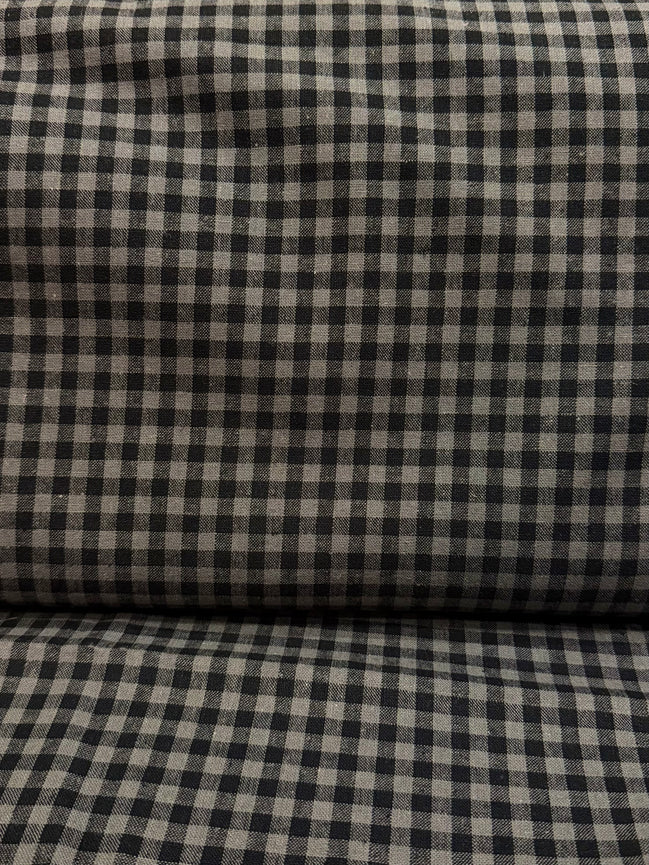 Essex Yarn Dyed Classic Wovens- Linen- Cotton Blend- "Licorice"- Gingham- 43” Wide