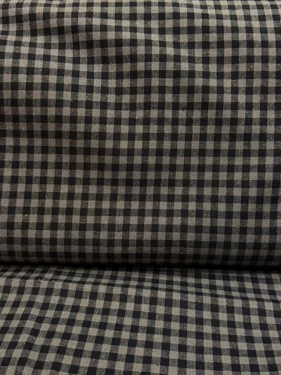 Essex Yarn Dyed Classic Wovens- Linen- Cotton Blend- "Licorice"- Gingham- 43” Wide