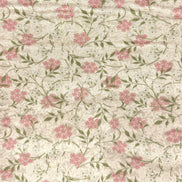 William Morris Floral- 44” Wide Cotton Fabric- “Jasmine Blush” Light Beige Background