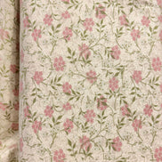 William Morris Floral- 44” Wide Cotton Fabric- “Jasmine Blush” Light Beige Background