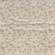 William Morris Floral- 44” Wide Cotton Fabric- “Jasmine Blush” Light Beige Background