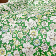 Flownny 100% Cotton Fabric - Lawn- Green, White Floral- 43