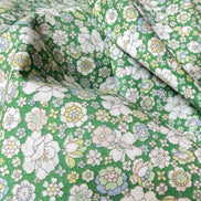 Flownny 100% Cotton Fabric - Lawn- Green, White Floral- 43