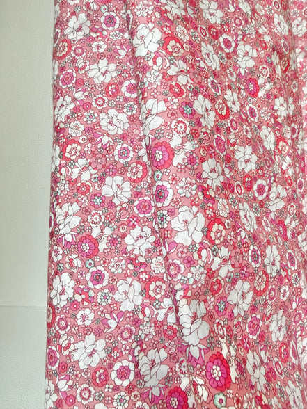 Flownny 100% Cotton Fabric - Lawn- Pink, White Floral- 43" Gardenias