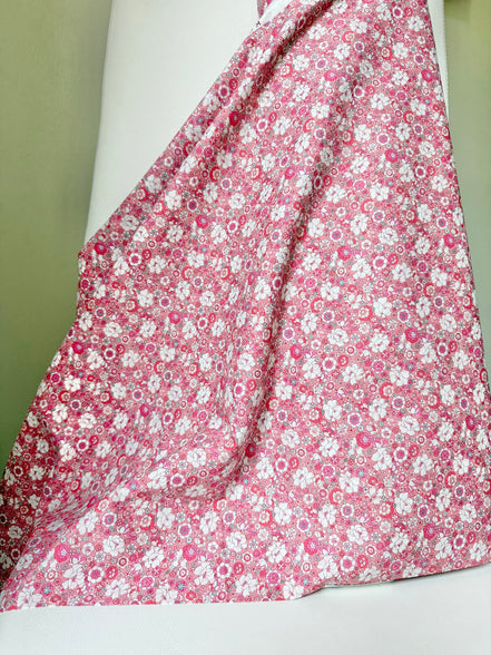 Flownny 100% Cotton Fabric - Lawn- Pink, White Floral- 43" Gardenias