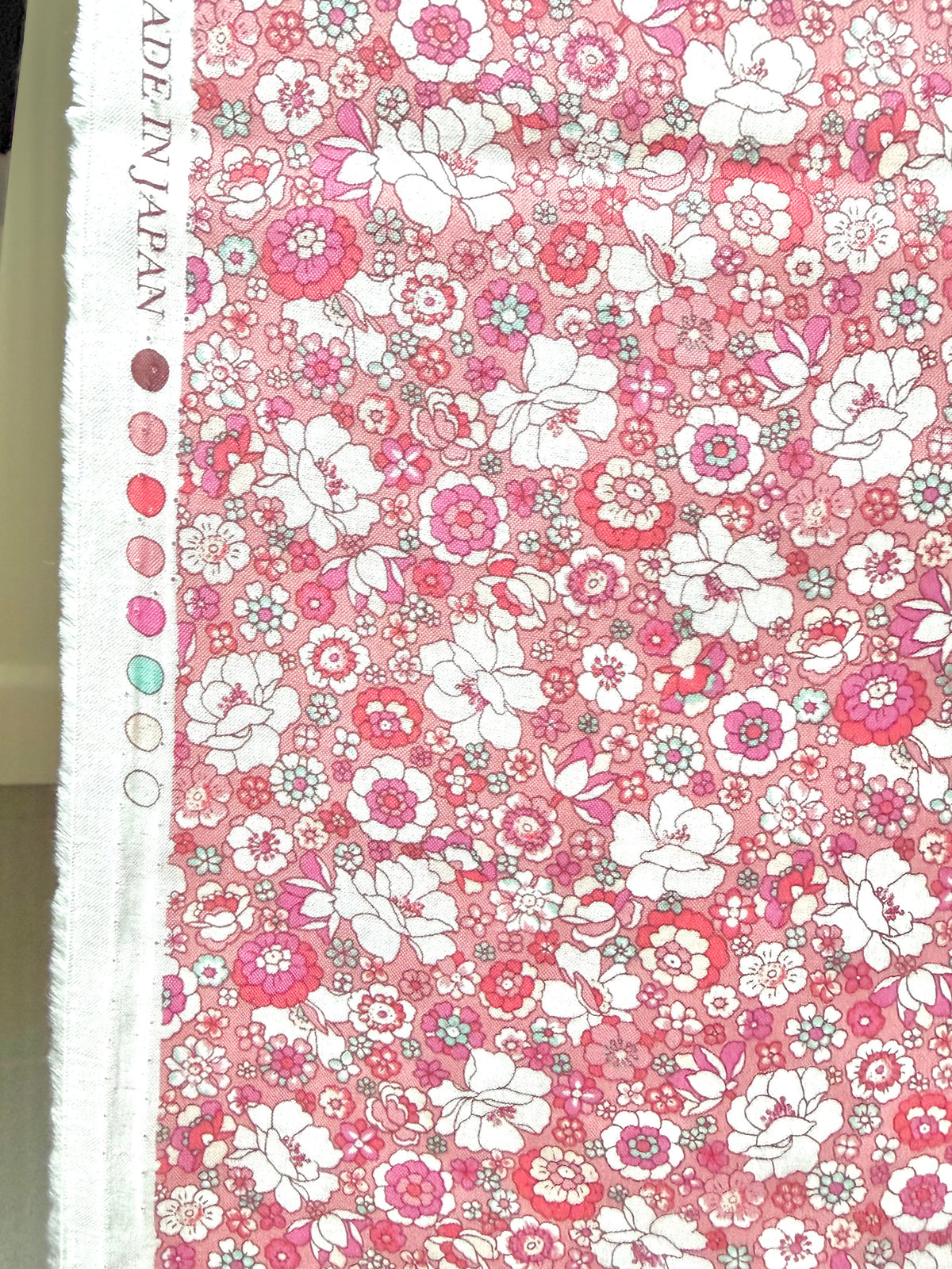 Flownny 100% Cotton Fabric - Lawn- Pink, White Floral- 43