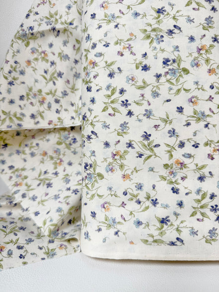 Nostalgia- Purple on Light Beige- Violets, Floral- 43” Wide- Cotton Fabric- Sevenberry