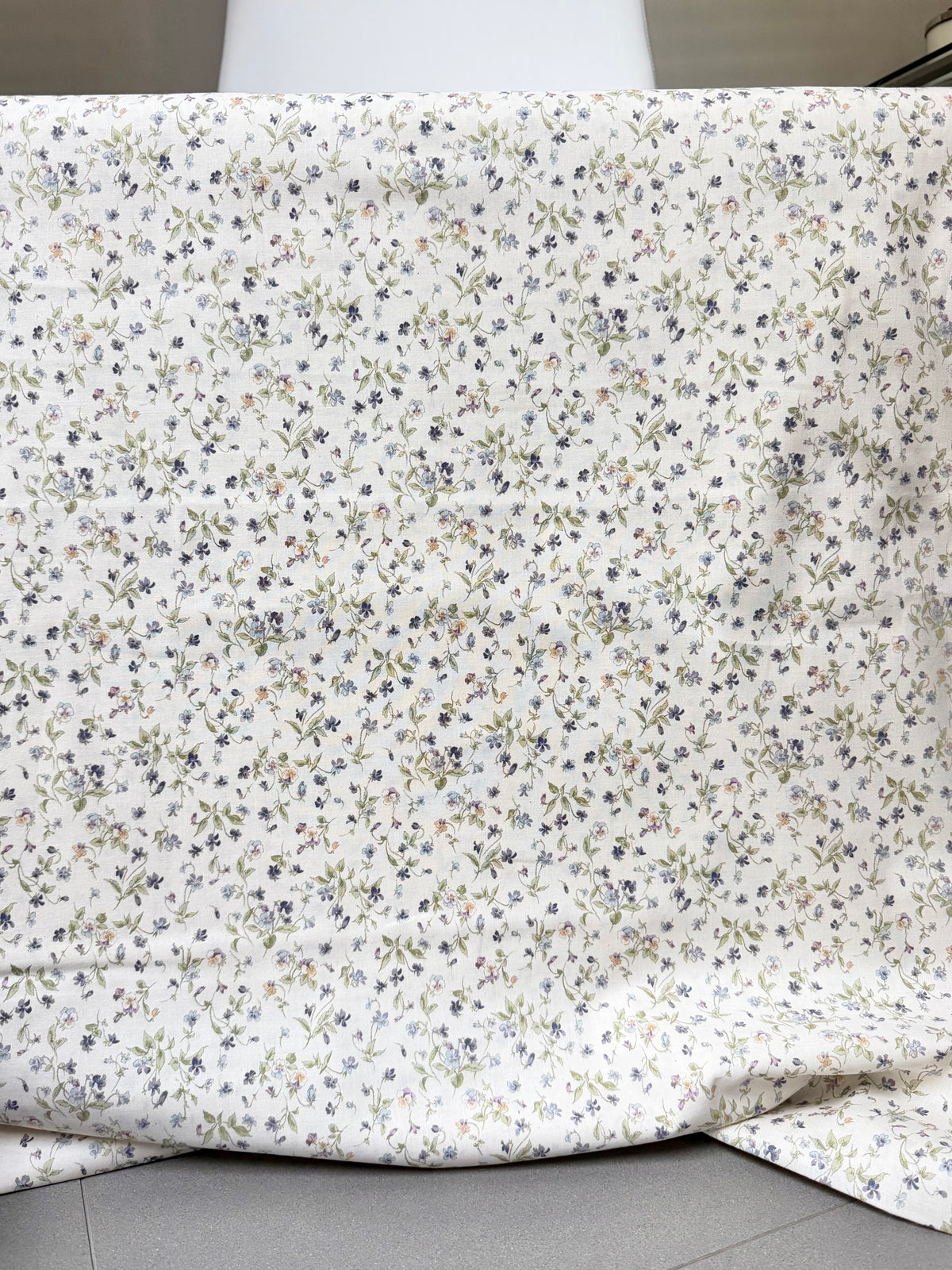 Nostalgia- Purple on Light Beige- Violets, Floral- 43” Wide- Cotton Fabric- Sevenberry