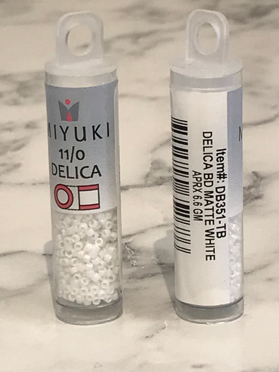 Miyuki 11/0 Delica Glass Beads- MATTE WHITE (2008)