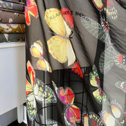 Colorful Butterflies on Black Silk Crepe Georgette, 44