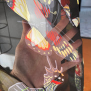 Colorful Butterflies on Black Silk Crepe Georgette, 44