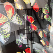 Colorful Butterflies on Black Silk Crepe Georgette, 44