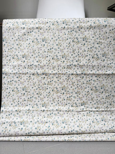 Nostalgia- Purple, Blue Teal on Light Gray- Violets, Floral- 43” Wide- Cotton Fabric- Sevenberry