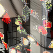 Colorful Butterflies on Black Silk Crepe Georgette, 44