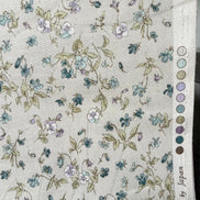 Nostalgia- Purple, Blue Teal on Light Gray- Violets, Floral- 43” Wide- Cotton Fabric- Sevenberry