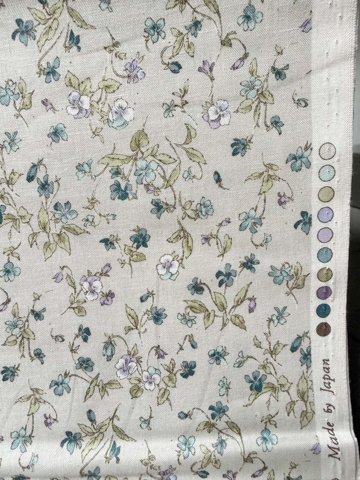 Nostalgia- Purple, Blue Teal on Light Gray- Violets, Floral- 43” Wide- Cotton Fabric- Sevenberry