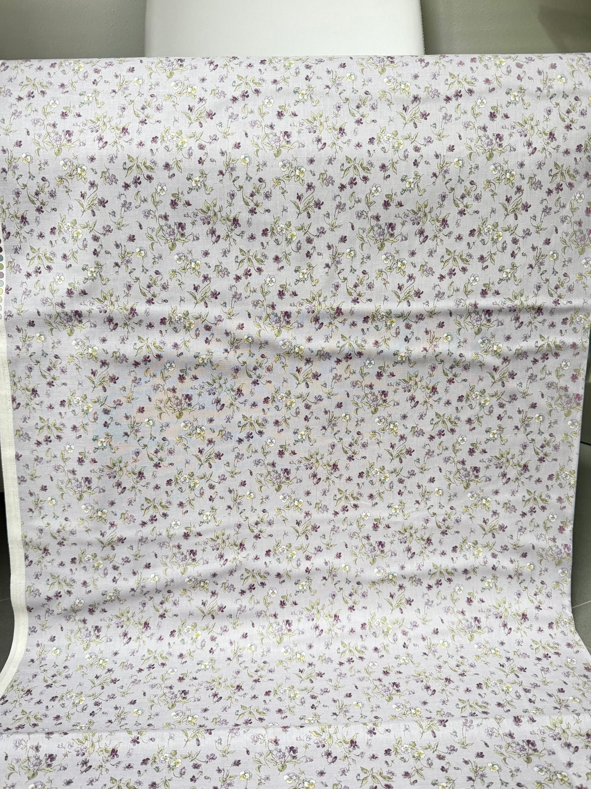 Nostalgia- Purple, Blue Teal on Light Lilac- Violets, Floral- 43” Wide- Cotton Fabric- Sevenberry