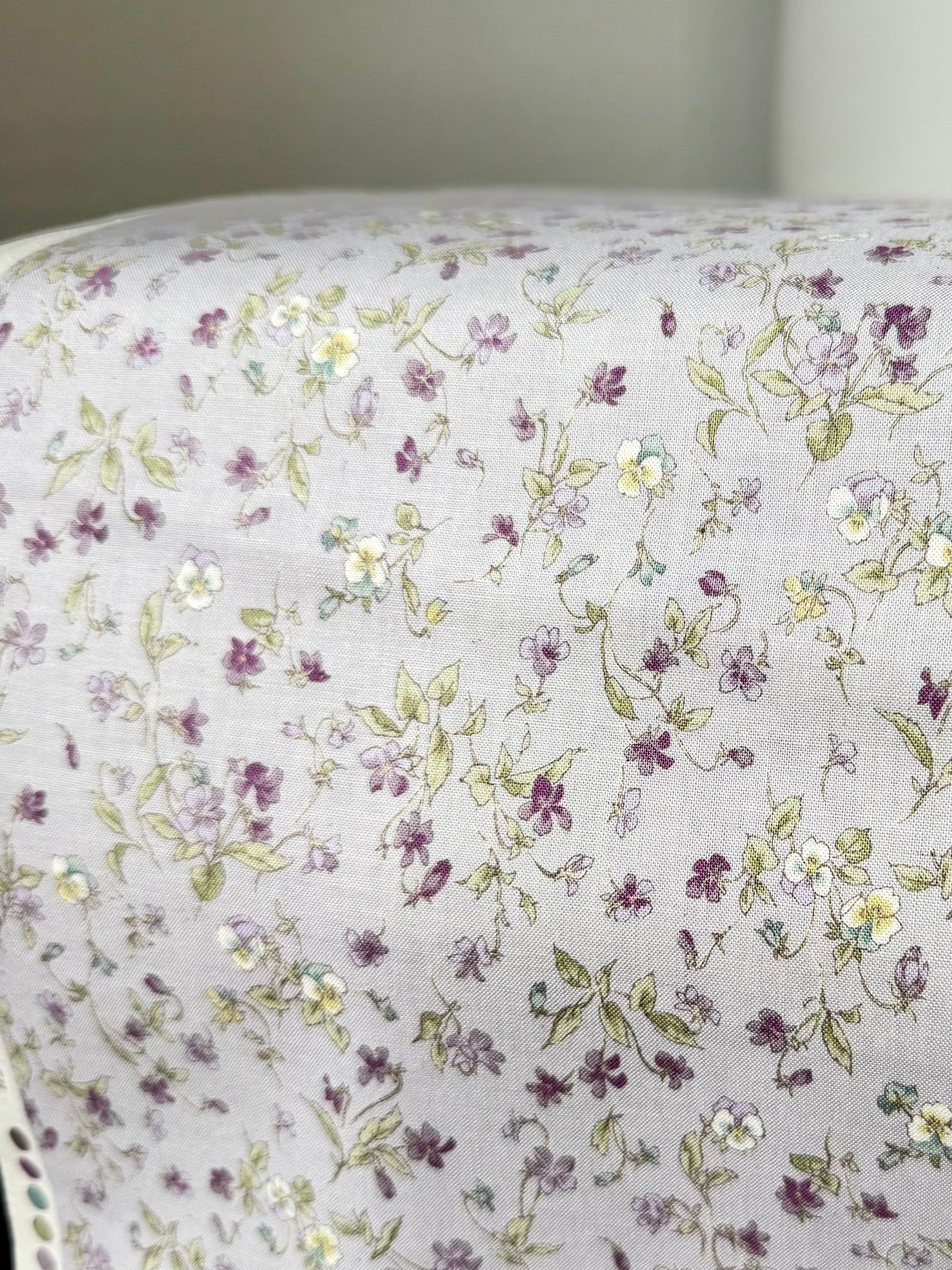 Nostalgia- Purple, Blue Teal on Light Lilac- Violets, Floral- 43” Wide- Cotton Fabric- Sevenberry