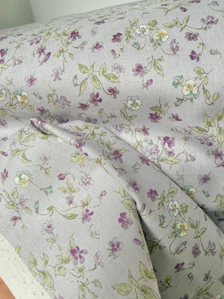 Nostalgia- Purple, Blue Teal on Light Lilac- Violets, Floral- 43” Wide- Cotton Fabric- Sevenberry