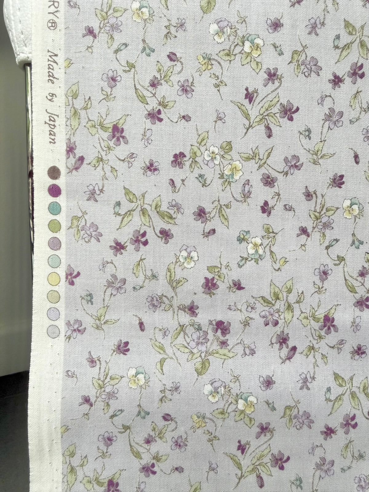Nostalgia- Purple, Blue Teal on Light Lilac- Violets, Floral- 43” Wide- Cotton Fabric- Sevenberry