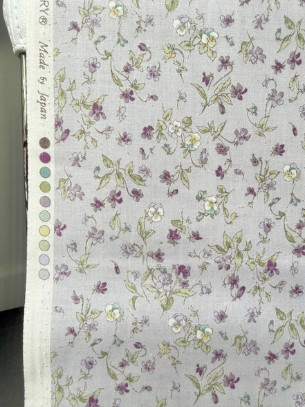 Nostalgia- Purple, Blue Teal on Light Lilac- Violets, Floral- 43” Wide- Cotton Fabric- Sevenberry