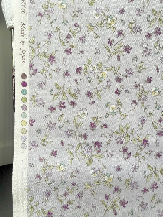 Nostalgia- Purple, Blue Teal on Light Lilac- Violets, Floral- 43” Wide- Cotton Fabric- Sevenberry