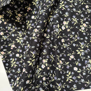 Nostalgia- Purple, Blue Teal on Black- Violets, Floral- 43” Wide- Cotton Fabric- Sevenberry