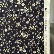 Nostalgia- Purple, Blue Teal on Black- Violets, Floral- 43” Wide- Cotton Fabric- Sevenberry