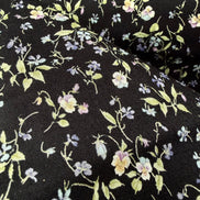 Nostalgia- Purple, Blue Teal on Black- Violets, Floral- 43” Wide- Cotton Fabric- Sevenberry